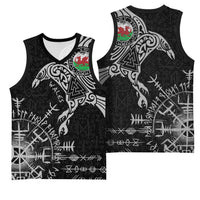 Wales Viking Ravens Basketball Jersey Vegvisir Runes Pattern - Wonder Print Shop