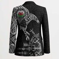 Wales Viking Ravens Blazer Vegvisir Runes Pattern - Wonder Print Shop