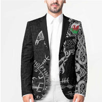 Wales Viking Ravens Blazer Vegvisir Runes Pattern - Wonder Print Shop