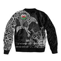 Wales Viking Ravens Bomber Jacket Vegvisir Runes Pattern - Wonder Print Shop