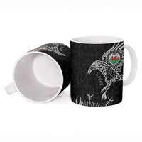 Wales Viking Ravens Ceramic Mug Vegvisir Runes Pattern - Wonder Print Shop