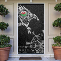 Wales Viking Ravens Door Cover Vegvisir Runes Pattern - Wonder Print Shop