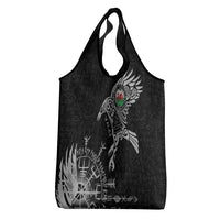 Wales Viking Ravens Grocery Bag Vegvisir Runes Pattern - Wonder Print Shop