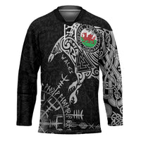 Wales Viking Ravens Hockey Jersey Vegvisir Runes Pattern - Wonder Print Shop