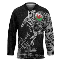 Wales Viking Ravens Hockey Jersey Vegvisir Runes Pattern - Wonder Print Shop