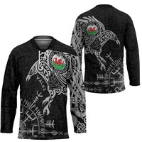 Wales Viking Ravens Hockey Jersey Vegvisir Runes Pattern - Wonder Print Shop