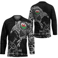 Wales Viking Ravens Hockey Jersey Vegvisir Runes Pattern - Wonder Print Shop