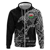 Wales Viking Ravens Hoodie Vegvisir Runes Pattern - Wonder Print Shop