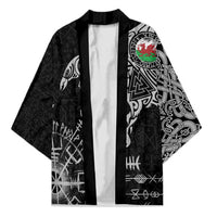 Wales Viking Ravens Kimono Vegvisir Runes Pattern - Wonder Print Shop