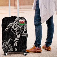 Wales Viking Ravens Luggage Cover Vegvisir Runes Pattern - Wonder Print Shop