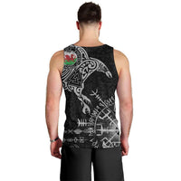 Wales Viking Ravens Men Tank Top Vegvisir Runes Pattern - Wonder Print Shop