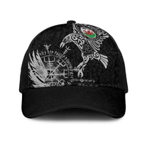 Wales Viking Ravens Mesh Trucker Cap Vegvisir Runes Pattern - Wonder Print Shop