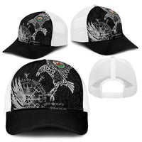 Wales Viking Ravens Mesh Trucker Cap Vegvisir Runes Pattern - Wonder Print Shop