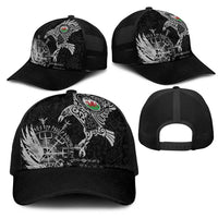 Wales Viking Ravens Mesh Trucker Cap Vegvisir Runes Pattern - Wonder Print Shop