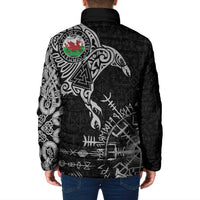 Wales Viking Ravens Padded Jacket Vegvisir Runes Pattern - Wonder Print Shop