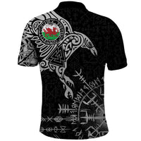 Wales Viking Ravens Polo Shirt Vegvisir Runes Pattern - Wonder Print Shop