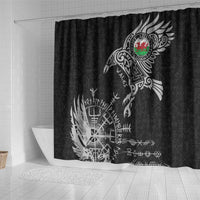 Wales Viking Ravens Shower Curtain Vegvisir Runes Pattern - Wonder Print Shop