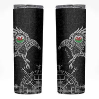 Wales Viking Ravens Skinny Tumbler Vegvisir Runes Pattern - Wonder Print Shop
