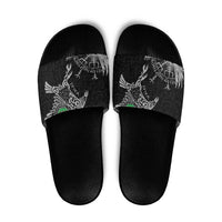 Wales Viking Ravens Slide Sandals Vegvisir Runes Pattern - Wonder Print Shop