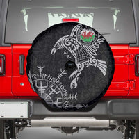 Wales Viking Ravens Spare Tire Cover Vegvisir Runes Pattern - Wonder Print Shop