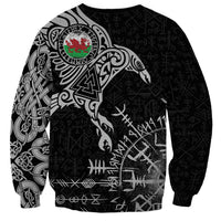 Wales Viking Ravens Sweatshirt Vegvisir Runes Pattern - Wonder Print Shop