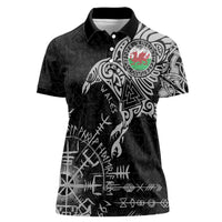 Wales Viking Ravens Women Polo Shirt Vegvisir Runes Pattern - Wonder Print Shop