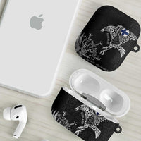 Finland Viking Ravens AirPods Case Vegvisir Runes Pattern - Wonder Print Shop