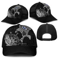 Finland Viking Ravens Baseball Net Cap Vegvisir Runes Pattern - Wonder Print Shop