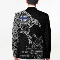 Finland Viking Ravens Blazer Vegvisir Runes Pattern - Wonder Print Shop