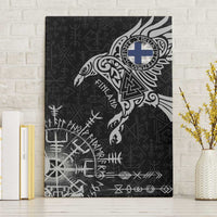 Finland Viking Ravens Canvas Wall Art Vegvisir Runes Pattern - Wonder Print Shop