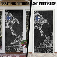 Finland Viking Ravens Door Cover Vegvisir Runes Pattern - Wonder Print Shop