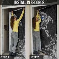 Finland Viking Ravens Door Cover Vegvisir Runes Pattern - Wonder Print Shop