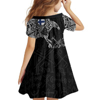 Finland Viking Ravens Family Matching Off Shoulder Maxi Dress and Hawaiian Shirt Vegvisir Runes Pattern - Wonder Print Shop