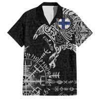 Finland Viking Ravens Family Matching Off Shoulder Maxi Dress and Hawaiian Shirt Vegvisir Runes Pattern - Wonder Print Shop