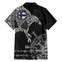 Finland Viking Ravens Family Matching Off Shoulder Maxi Dress and Hawaiian Shirt Vegvisir Runes Pattern - Wonder Print Shop