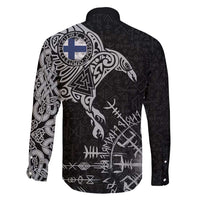 Finland Viking Ravens Family Matching Off Shoulder Maxi Dress and Hawaiian Shirt Vegvisir Runes Pattern - Wonder Print Shop