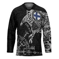 Finland Viking Ravens Hockey Jersey Vegvisir Runes Pattern - Wonder Print Shop
