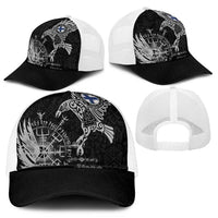 Finland Viking Ravens Mesh Trucker Cap Vegvisir Runes Pattern - Wonder Print Shop