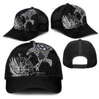 Finland Viking Ravens Mesh Trucker Cap Vegvisir Runes Pattern - Wonder Print Shop