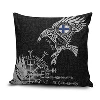 Finland Viking Ravens Pillow Cover Vegvisir Runes Pattern - Wonder Print Shop
