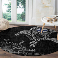 Finland Viking Ravens Round Carpet Vegvisir Runes Pattern - Wonder Print Shop
