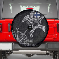 Finland Viking Ravens Spare Tire Cover Vegvisir Runes Pattern - Wonder Print Shop