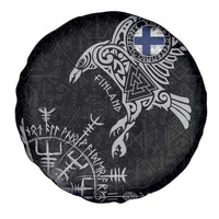 Finland Viking Ravens Spare Tire Cover Vegvisir Runes Pattern - Wonder Print Shop