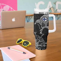 Finland Viking Ravens Tumbler With Handle Vegvisir Runes Pattern - Wonder Print Shop