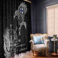 Finland Viking Ravens Window Curtain Vegvisir Runes Pattern - Wonder Print Shop