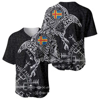 Aland Viking Ravens Baseball Jersey Vegvisir Runes Pattern - Wonder Print Shop