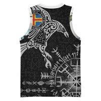 Aland Viking Ravens Basketball Jersey Vegvisir Runes Pattern - Wonder Print Shop