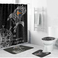 Aland Viking Ravens Bathroom Set Vegvisir Runes Pattern - Wonder Print Shop