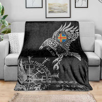 Aland Viking Ravens Blanket Vegvisir Runes Pattern - Wonder Print Shop