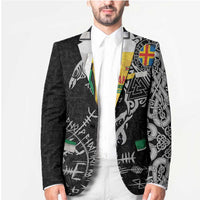 Aland Viking Ravens Blazer Vegvisir Runes Pattern - Wonder Print Shop